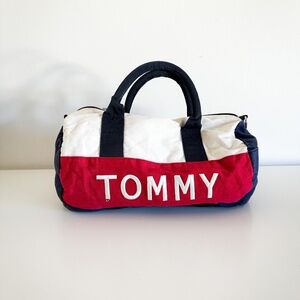 90s Tommy Duffle Bag | Vintage 90s Tommy Blue, Red and White Duffel Bag